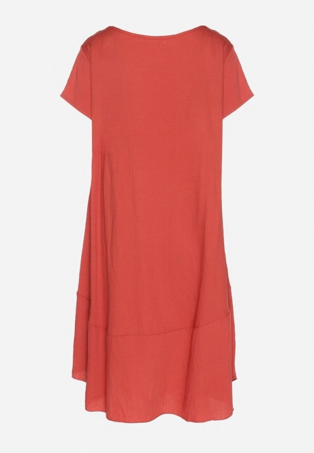 Czerwona Rozkloszowana Wiskozowa Sukienka Trivoria