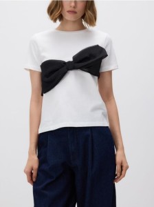 T-shirt z kokardą - biały