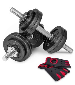 Zestaw hantle żeliwnych do treningu siłowego 2x15kg Hop-Sport regulowana