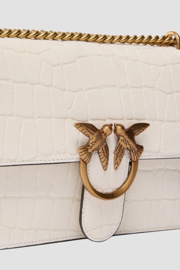 PINKO Biała listonoszka damska Love One Classic DC Cocco Nabuccato