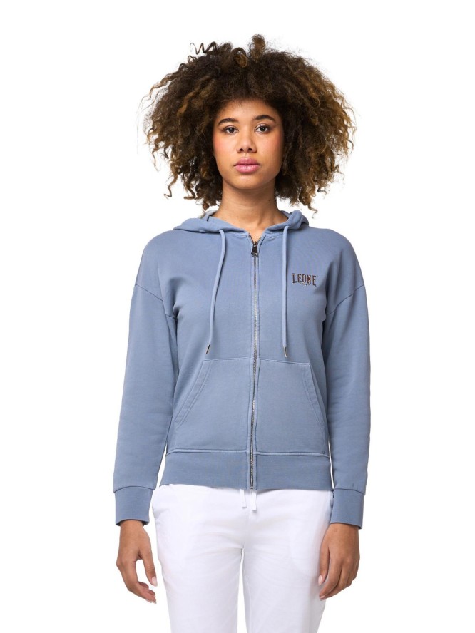 Bluzy damskie z kapturem zapinane na zamek Leone Blue