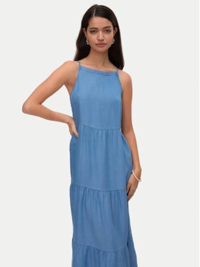 Vero Moda Sukienka letnia Fleur 10326075 Niebieski Loose Fit