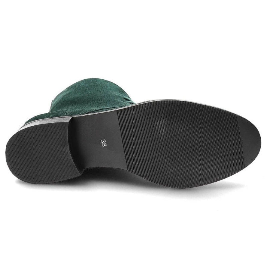 Zielone Botki Exquisite Damskie Stylowe Obuwie