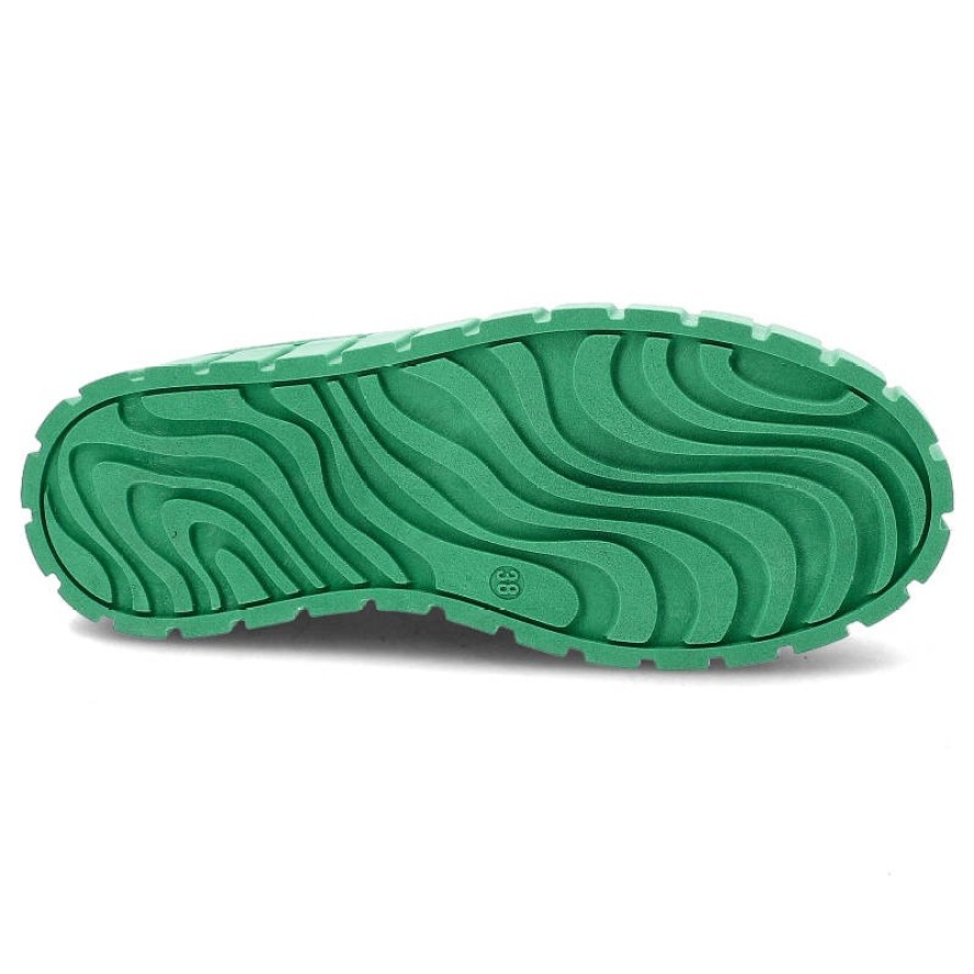 Zielone Półbuty Karino Wygodne Skórzane Buty Damskie