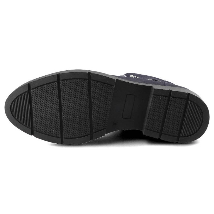 Botki damskie Carinii, płaskie ze skóry naturalnej, granatowe, B4483_-M07-000-POL-D06