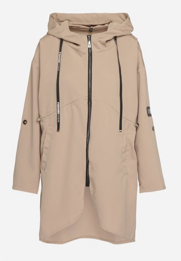 Beżowa Kurtka Wiatrówka Oversize Fetteni