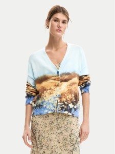 Desigual Kardigan Sun 26SWJF18 Niebieski jasny Regular Fit
