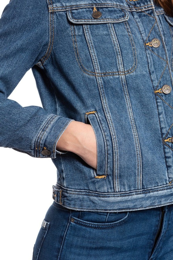 DAMSKA KURTKA ZIMOWA LEE SHERPA RIDER DARK STONEWASH L54VLJ46 112112980