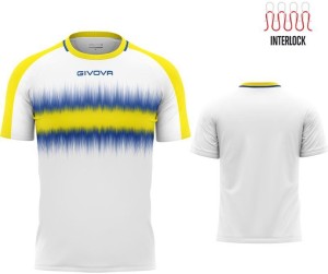 T-shirt sportowy Givova Radio żółto-królewski biały