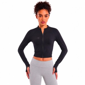 Damski sportowy crop top z zamkiem, dostępny w wielu kolorach