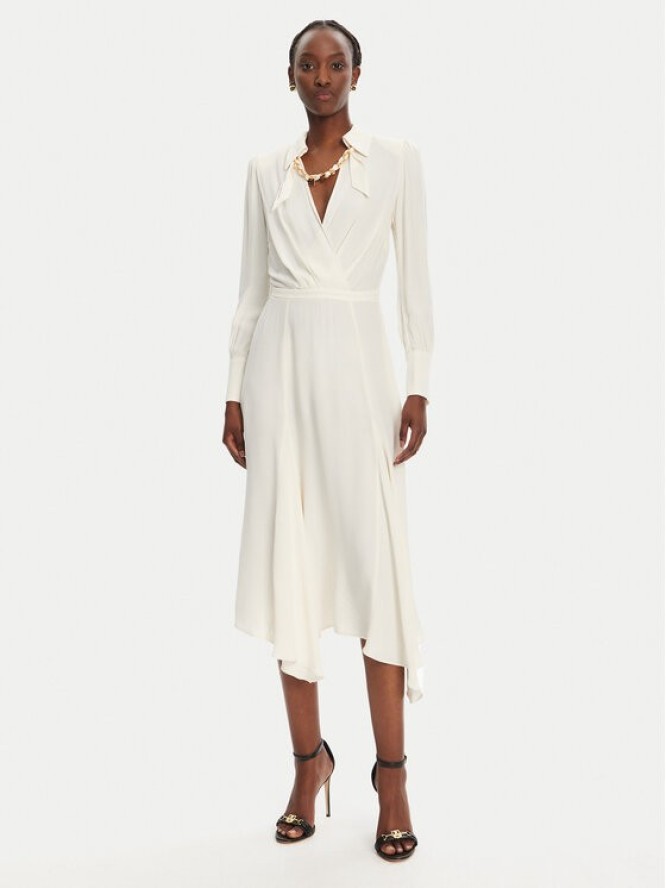 Elisabetta Franchi Sukienka koktajlowa AB-863-52E2-V590 Écru Regular Fit