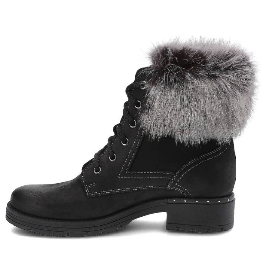Czarne Botki Damskie Pollonus Ocieplane Obuwie