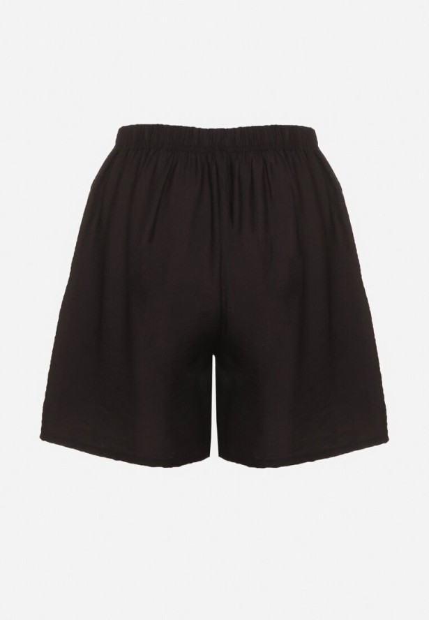 Czarne Bawełniane Szorty z Wysokim Stanem Ozdobione Wiązaniem Filomira