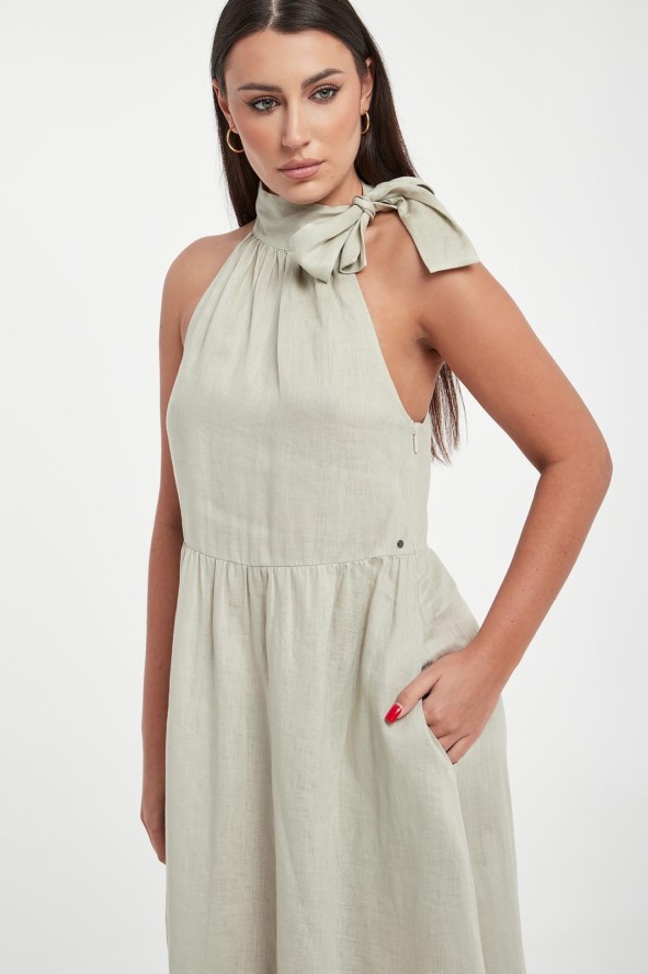 Sukienka midi lniana ARMANI EXCHANGE