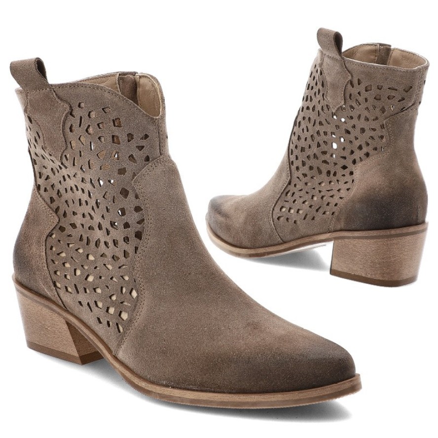 Brązowe Kowbojki Armodo Stylowe Obuwie Damskie Na Obcasie