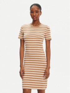 Tommy Hilfiger Sukienka codzienna New Cody WW0WW42721 Beżowy Slim Fit