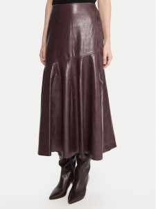 French Connection Spódnica z imitacji skóry 73ZAP 60 Bordowy Regular Fit