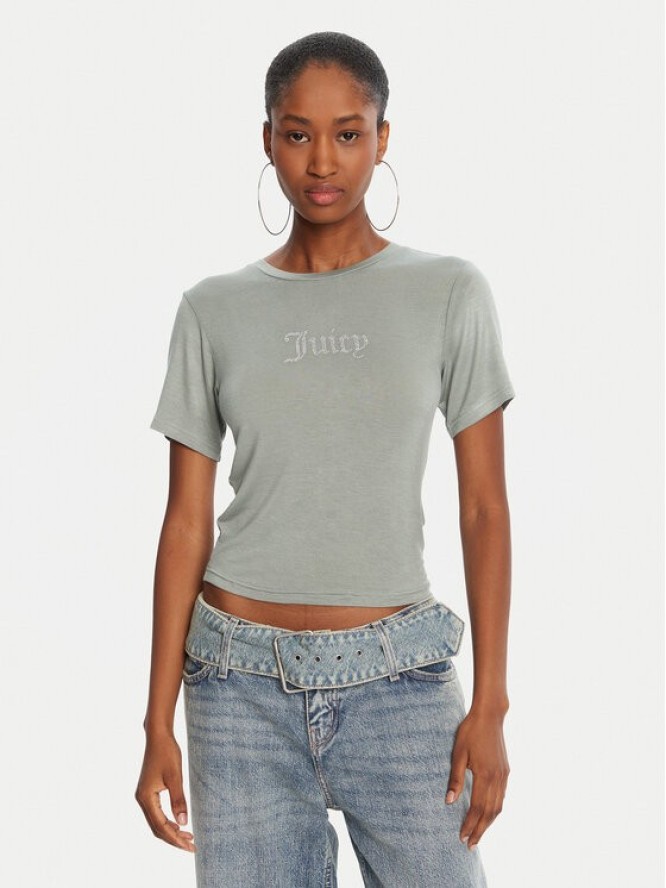 Juicy Couture T-Shirt Sheer JCWCT225301 Zielony Slim Fit