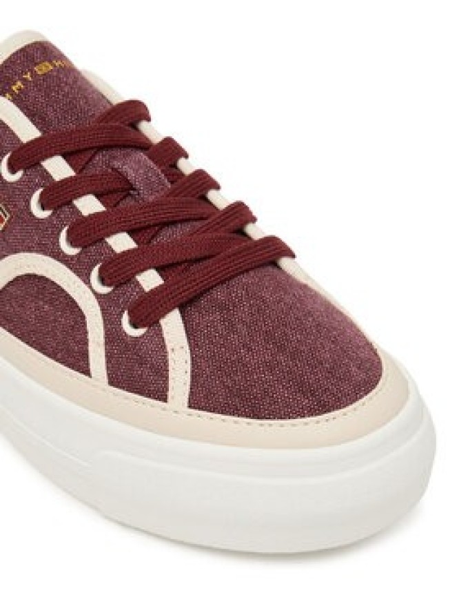 Tommy Hilfiger Tenisówki Platform Vulc Sneaker Piping FW0FW09394 Bordowy