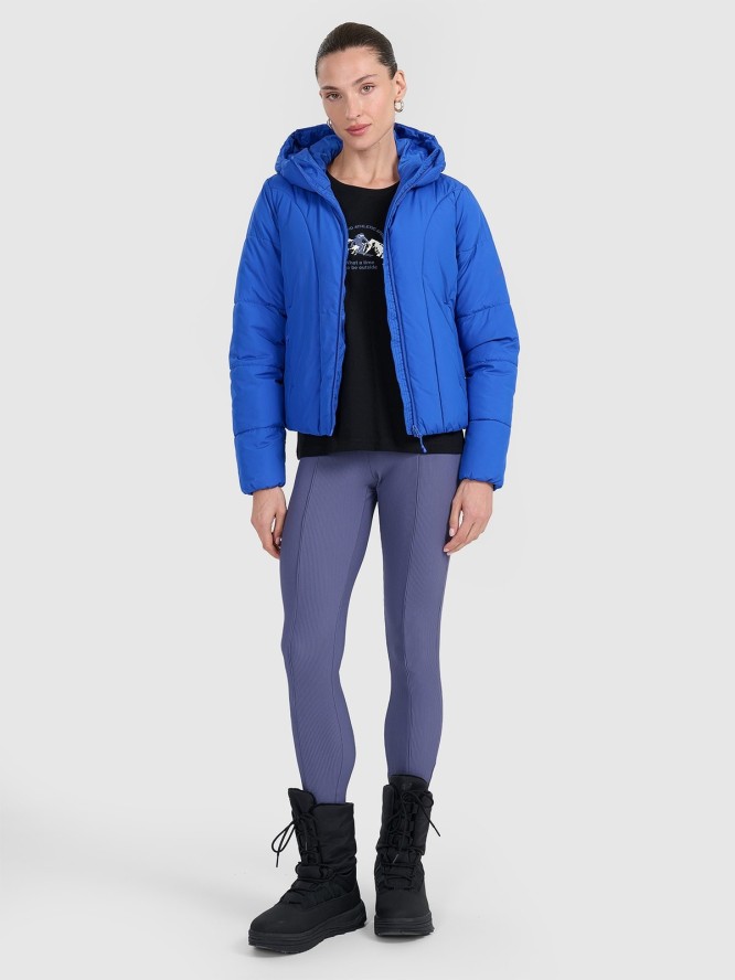 4F T-shirt regular z nadrukiem damski - czarny XL