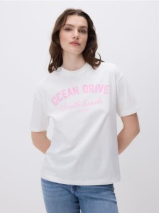 T-shirt z nadrukiem - złamana biel