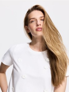 T-shirt z aplikacją - złamana biel