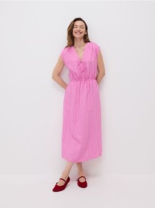 Sukienka midi z wiązaniami - fuksja