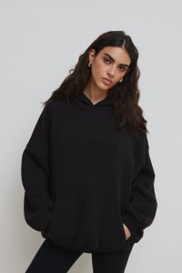 Bluza typu oversize z HAFTEM, w kolorze TOTALLY BLACK - EVANS SATIN