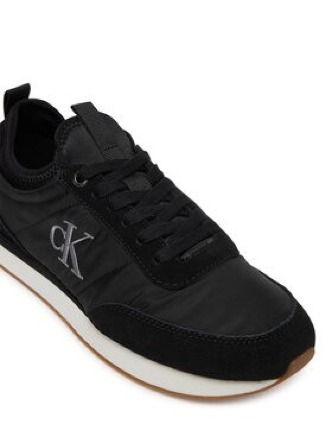 Calvin Klein Sneakersy Retro Runner Sock Laceup Mix Mat YW0YW02060 Czarny