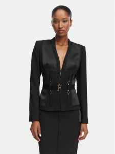 Elisabetta Franchi Marynarka GI-233-62E2-V840 Czarny Slim Fit