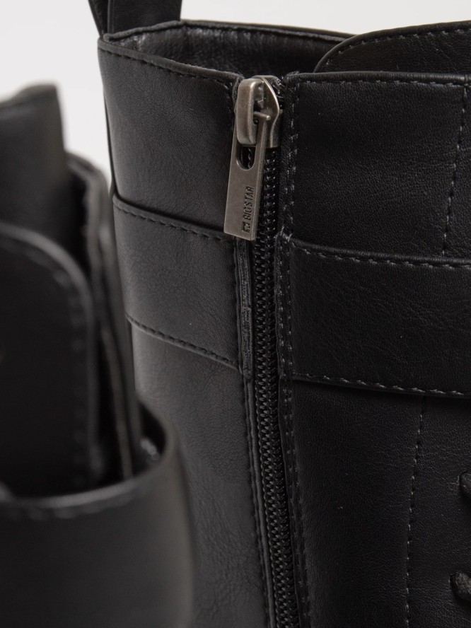 Trapery damskie ze skóry ekologicznej czarne OO274137 906