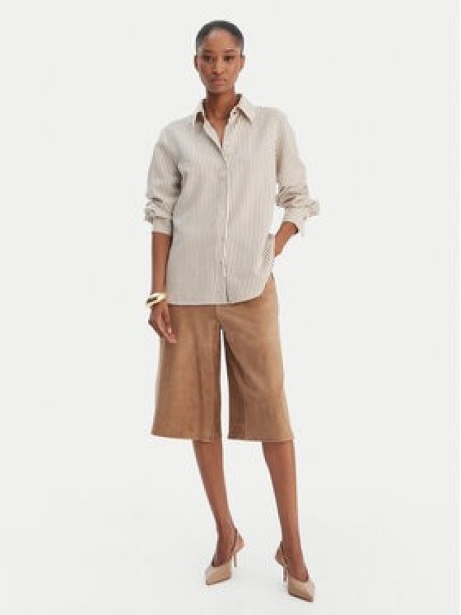 Marella Szorty skórzane Scoglio 2613431021 Beżowy Relaxed Fit