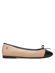 Tommy Hilfiger Baleriny Toe Cap Leather Ballerina FW0FW08759 Écru