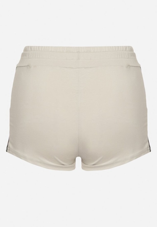 Jasnozielone Bawełniane Szorty Dresowe z Ozdobnym Napisem Liricea