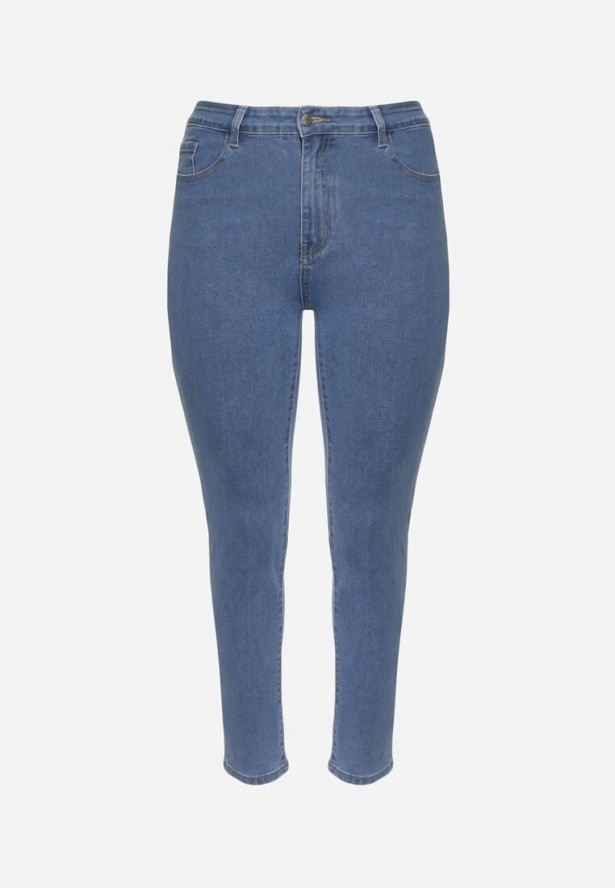 Niebieskie Klasyczne Jeansy o Kroju Slim Regular Nalasin