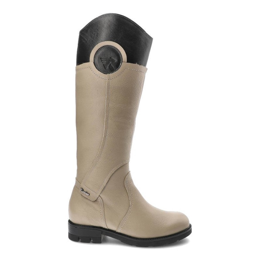 Beżowe Kozaki Karino Damskie Wygodne Obuwie