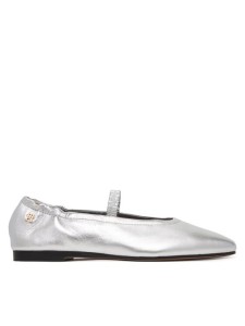 Tommy Hilfiger Baleriny Silver Lth Ellastic Ballerina FW0FW09466 Srebrny
