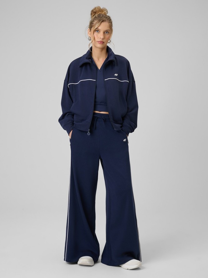 4F Bluza dresowa regular bez kaptura damska - granatowa S