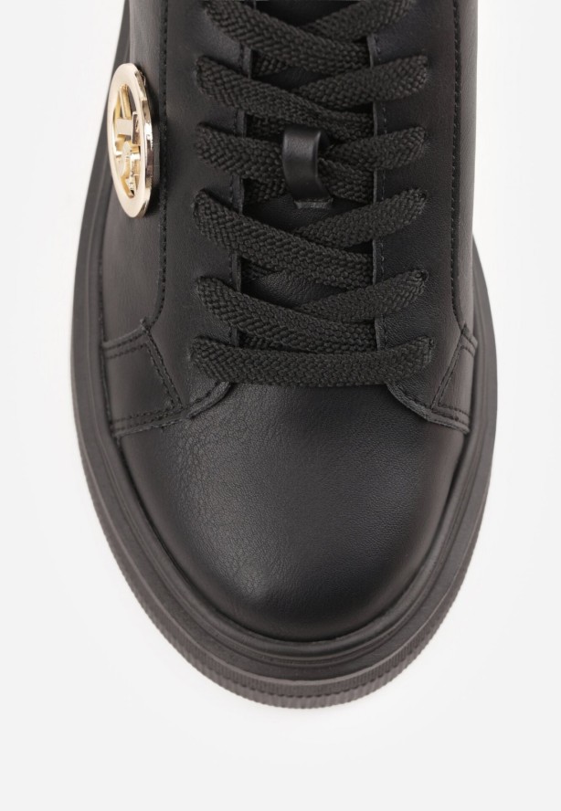 Czarne Sneakersy Vices na Grubej Podeszwie z Metaliczną Ozdobą Tatorelis