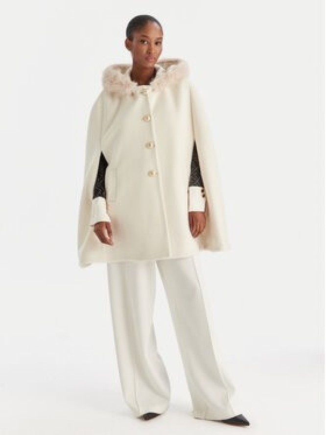 YES LONDON Płaszcz wełniany CD1223ECO Écru Regular Fit