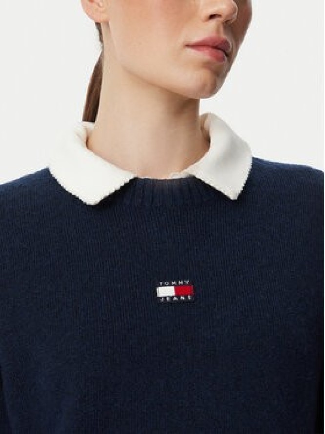 Tommy Jeans Sweter Fluffy Badge DW0DW23831 Granatowy Regular Fit