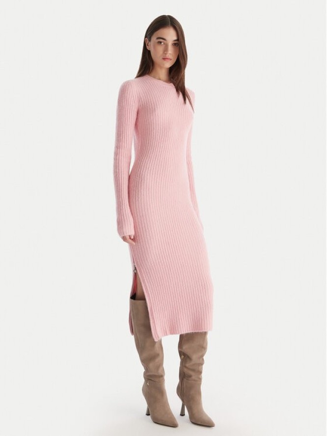 Patrizia Pepe Sukienka dzianinowa 2A2996 K294 Różowy Regular Fit