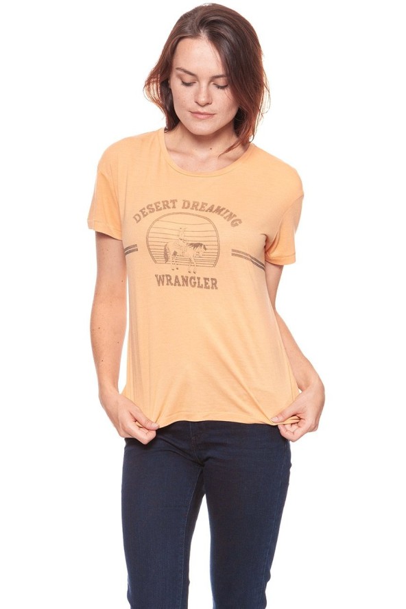 WRANGLER T SHIRT DAMSKI DRAPE TEE APRICOT NECTAR W7016DI65 112130884