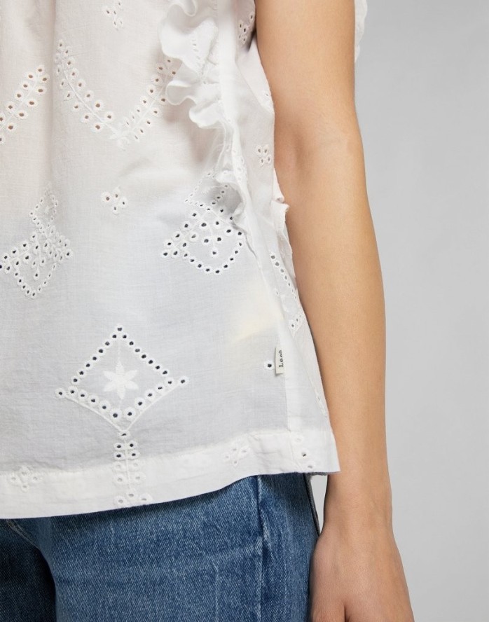LEE FEMININE WOVEN TOP DAMSKA BLUZKA ECRU L49YZKNQ 112111153