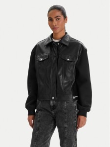 Karl Lagerfeld Jeans Kurtka z imitacji skóry B1W15027 Czarny Regular Fit
