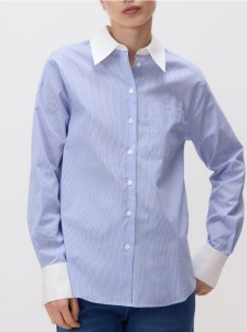 Koszula z kontrastowym wykończeniem - niebieski