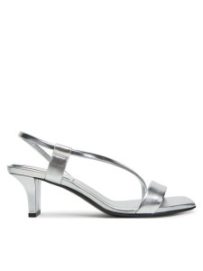 Calvin Klein Sandały Heel Sandal 50 Squared Metallic HW0HW02560 Srebrny