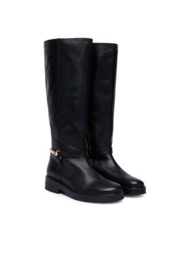 Tommy Hilfiger Oficerki Th Stud Leather Knee Riding Boot FW0FW09608 Czarny