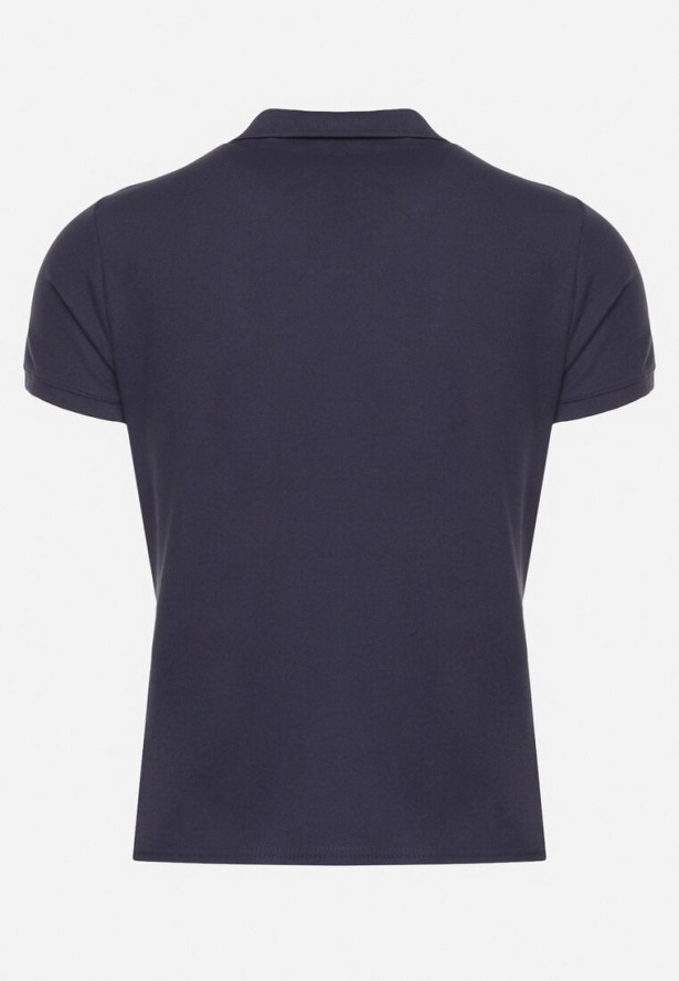 Granatowy T-shirt Polo z Bawełną Fodelira