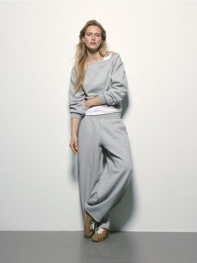 Bluza z odkrytymi ramionami - jasnoszary